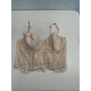 Victoria Secret Dream Angles Pink Lace long line‎ Bustier Bra Size 34B convert